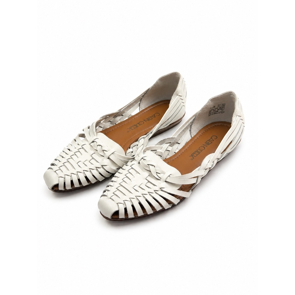 Cabin Creek Vintage Y2K White Woven Leather Huarache Sandals Women's Size 7.5